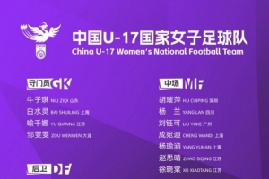U-17女足集训名单：马晓旭挂帅；杨睿雪、牛子琪领衔30名球员入选