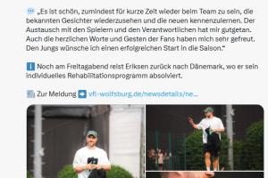 两次角逐中晕厥！埃里克森回狼堡探访队友，球迷留言：别再踢球了