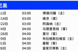 拜仁欧冠赛程：首战博德闪灼，三四轮陆续对战阿森纳马竞